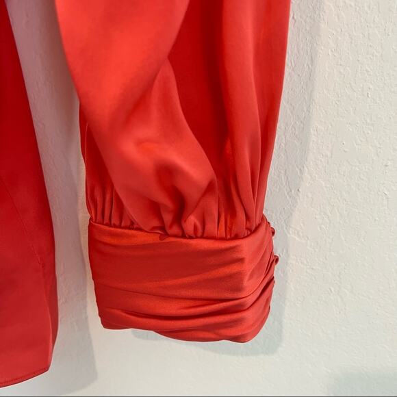 CINQ A SEPT STACE ONE SHOULDER SILK TOP IN NEON CORAL WOMEN SIZE SMALL BRAND NEW - Picture 7 of 10